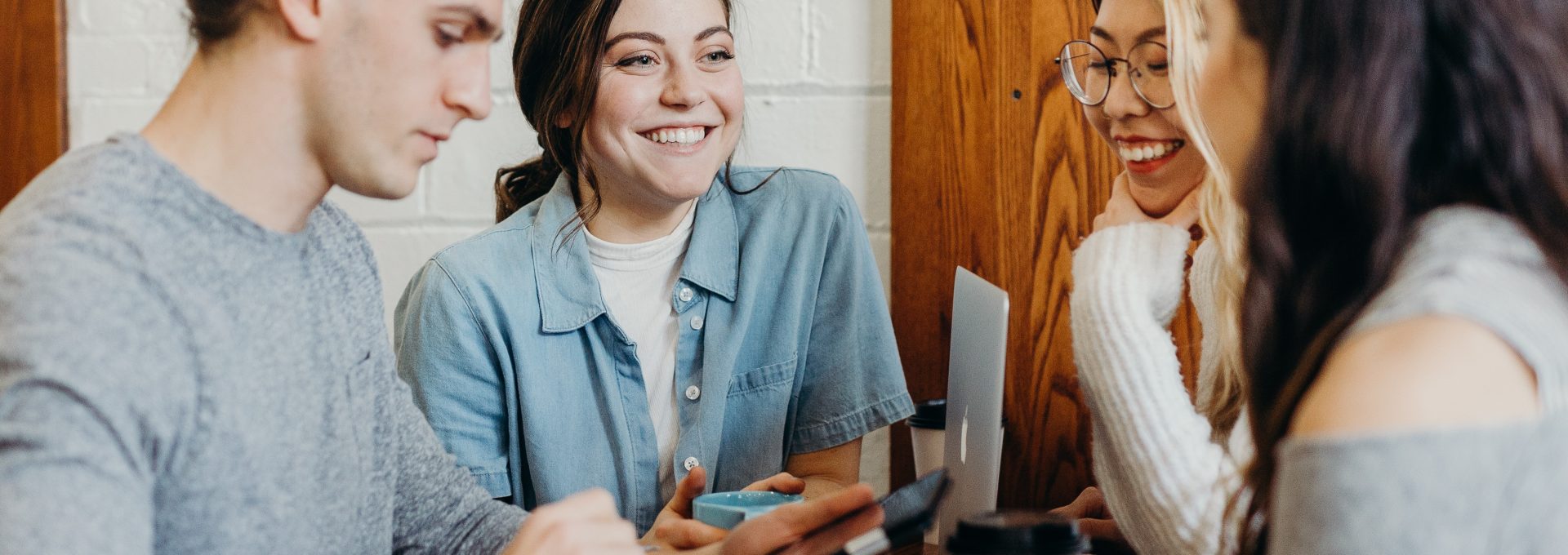A group of friends at a coffee shop
